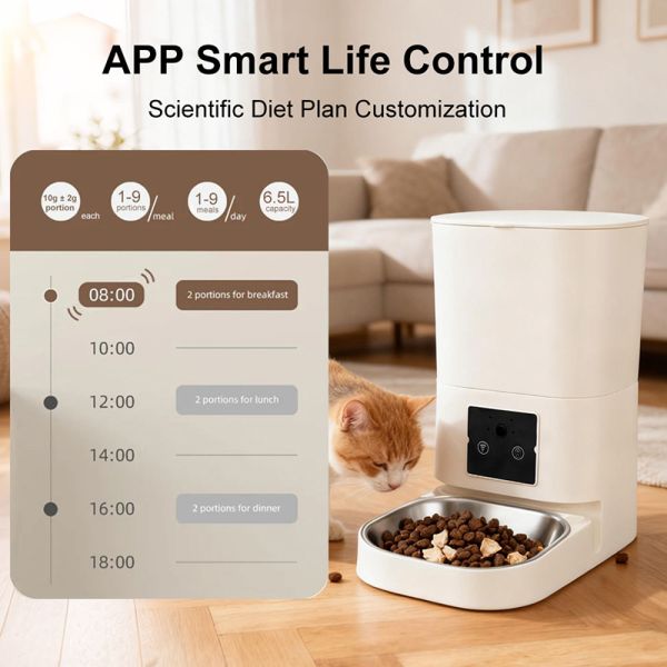 Wholesale Pet Products Smart Pet Feeder Double Bowls WiFi Automatic Food Dispenser App Control For Multi-Cat