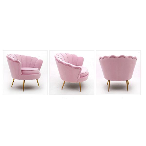 Modern Living Room Furniture Armchair Pink Velvet Upholstery Shell Sofa Chair With Gold Legs