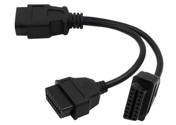 OBD2 OBDII 16 Pin J1962 Male to Dual OBD2 Female Round Splitter Y Cable