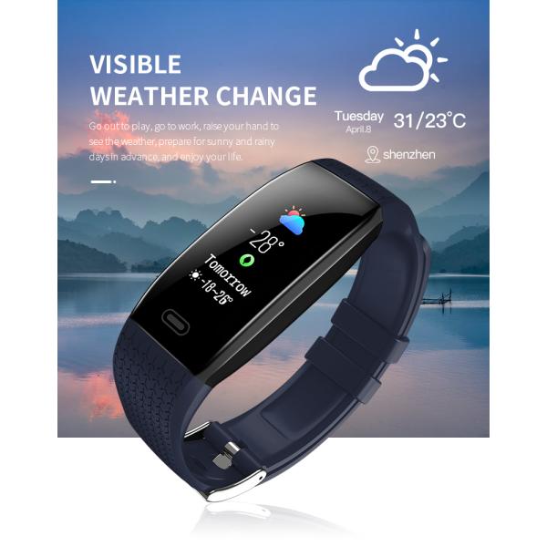 Pulsera elegante de la pantalla táctil de la prenda impermeable IP67 del reloj de Rate Blood Pressure Oxygen Ladies del corazón T15