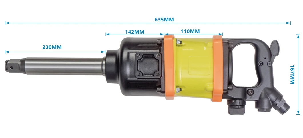 Portable Pneumatic 1 Inch Air Impact Wrench 3800nM Pinless Hammer Design
