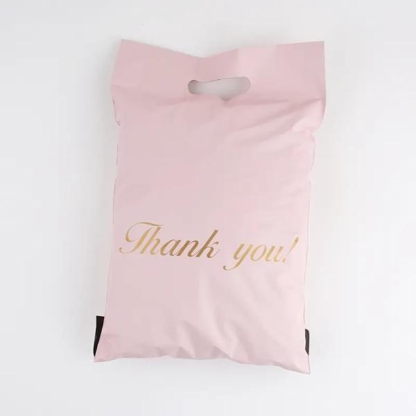 Thanks You Poly Courier Shipping Bag Self Adhesive Mailing Bags With Handles Custom Pink Poly Mailers Courier Bag With Handle