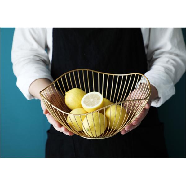 Wear Resistant Metal Wire Fruit Basket , Irregular Modern Stainless Steel Fruit Bowl