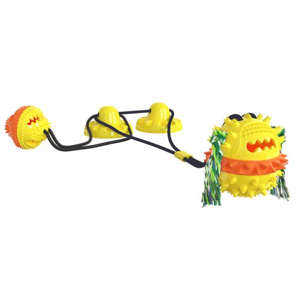 Hot Sale Molar Bite Resistant Double Suction Cup Dog Chew Rope Ball Pull Toy
