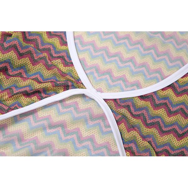 Polyester Two Piece Casual Set See Through Mesh Printed T Shirt High Waist Bag Hip Skirt