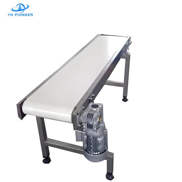 Sanitary White Belt Conveyor System with Food Grade PU Belt and 304 Stainless Steel Frame for Hygienic Transport