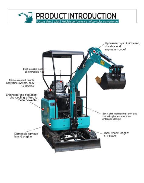 Small Digger Moving Type Crawler Excavator 1.8 Ton with 1300mm Track Overall Length