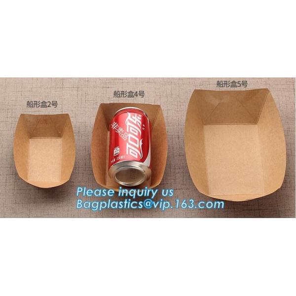 Disposable brown kraft paper boat paper food tray,Latest design food grade cardboard food fold paper boat trays bagease