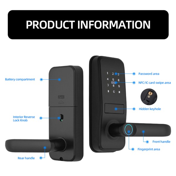 TTLOCK One Touch Unlock Keyless Security Code Door Lock  APP for Code Smart Numbers Room Smart Lock