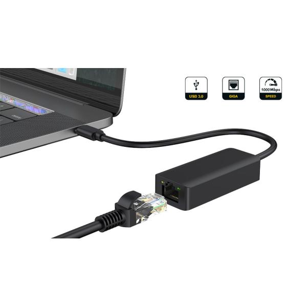 USB C To Lan Gigabit Adapter For Phone Laptop Plastic ABS White Color