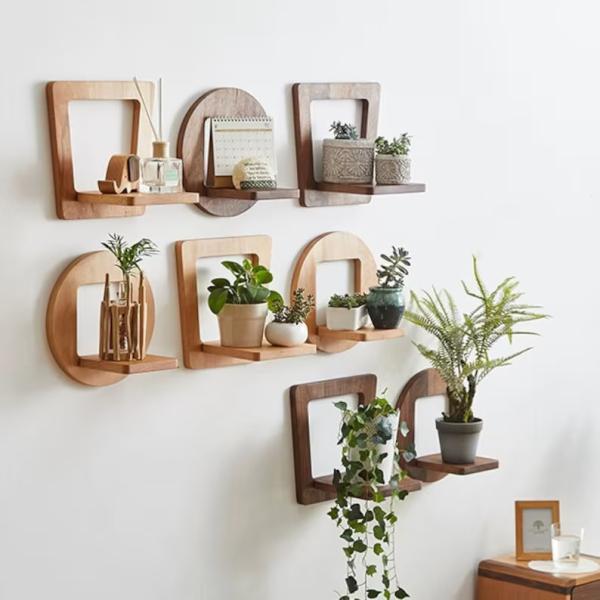 Indoor Plant Stand Wooden Plant Hanger Rustic Display Shelf with Customized Logo