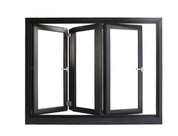 SandBlasted Aluminum Folding Windows , Toughened Glazed Bifold Glass Windows