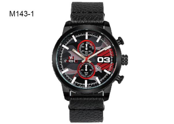 PU Leather Strap Precision Quartz Watch Brown Black Red Optional