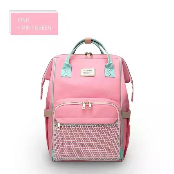 Waterproof Women Backpack Multi-function Diaper Baby Bag With USB Changing Colorful Backpack For Girls