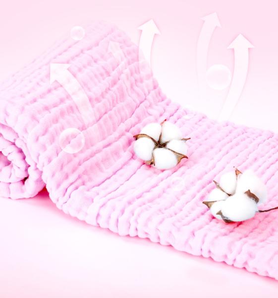 Pink Dyeing Natural Gauze Fabric Multilayer 40S 210GSM Spring Kids Blanket