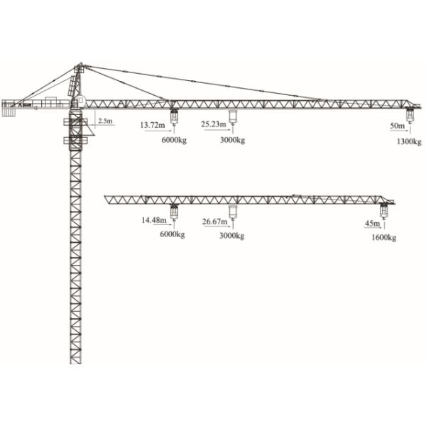 High Interchangeability 6 Ton 50m Q345B Construction Tower Crane QTZ63