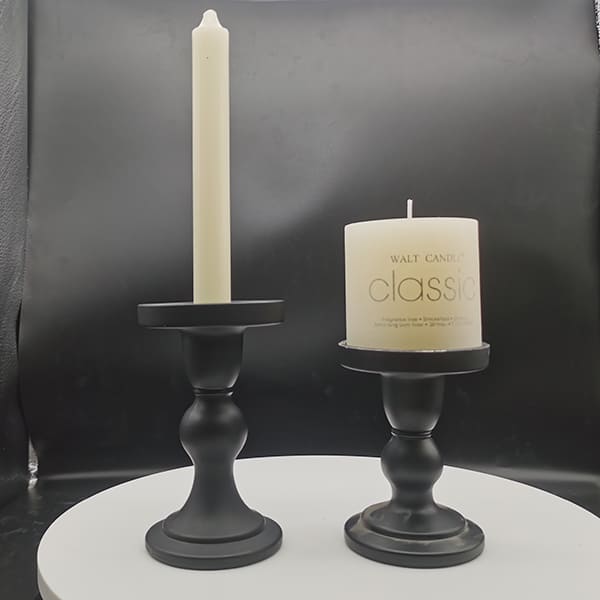 Black Color Glass Candle Holder Lead Free Pillar And Taper Candle Holders