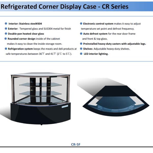 refrigerated corner bakery display case cake cooler with CE/ETL