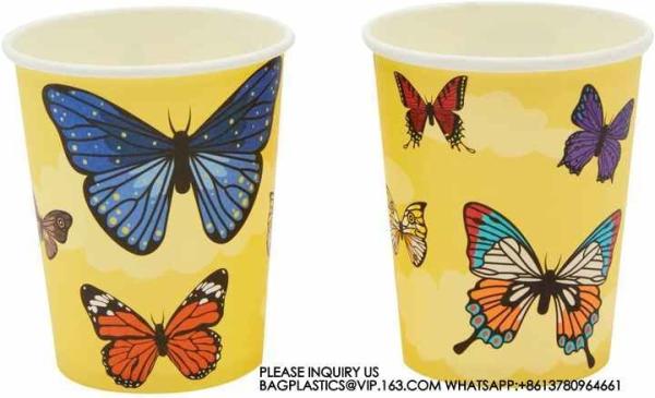Birthday Party Decoration Festival Tableware Paper Plates Cups Purple Butterfly Party Supplies