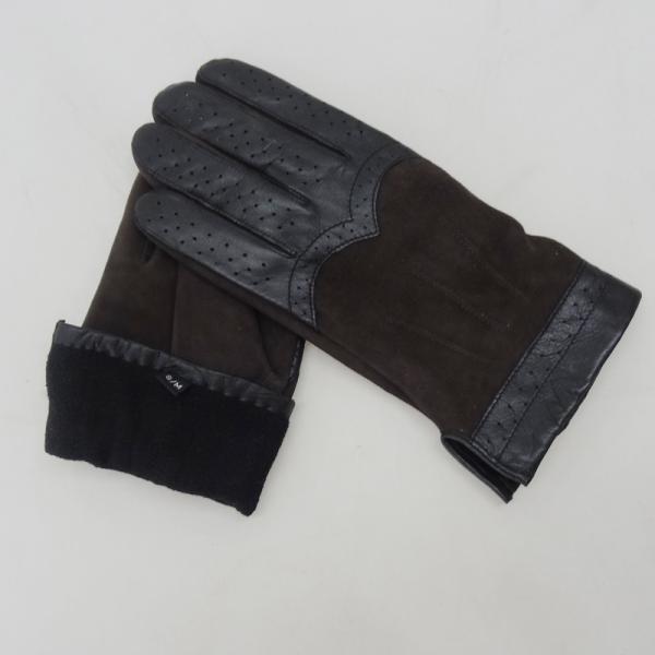 Touch Screen Mens Black Leather Winter Gloves , Soft Plain Style Mens Fashion Gloves
