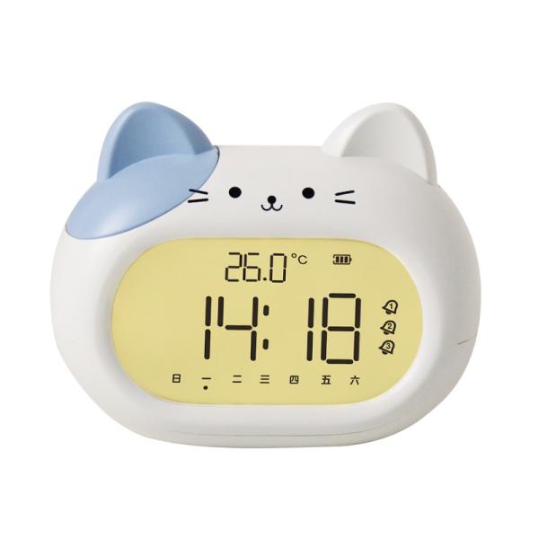 USB Rechargeable Digital LED Alarm Desk Clock Modern Design Cute Cat Ears Electronic For Kids