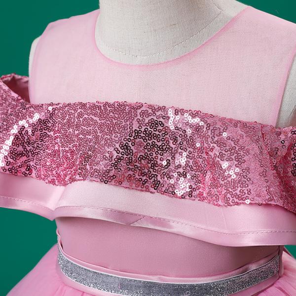 Cotton Children's Dress Clothing Mid length Sequin Design Girls Princess Dress