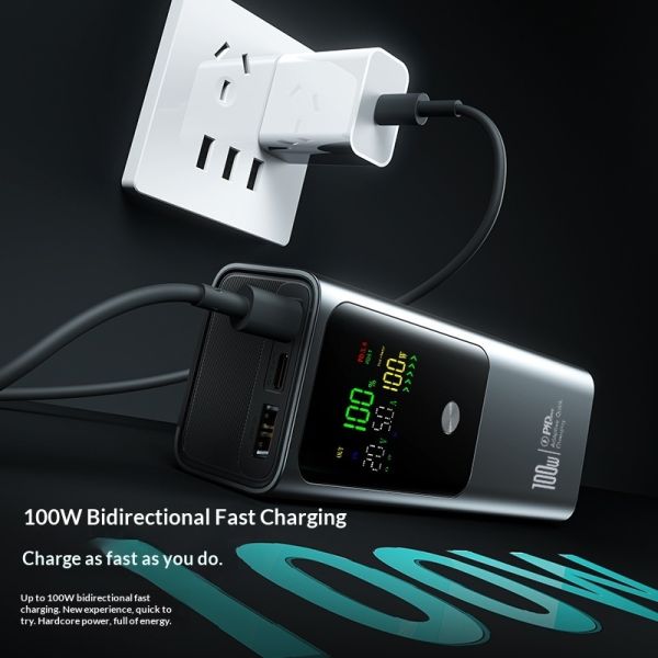 Rechargeable Power Bank 100W Two Way Fast Charging 20000mAh USB A USB C Wired Portable Large Capacity Notebook Charger