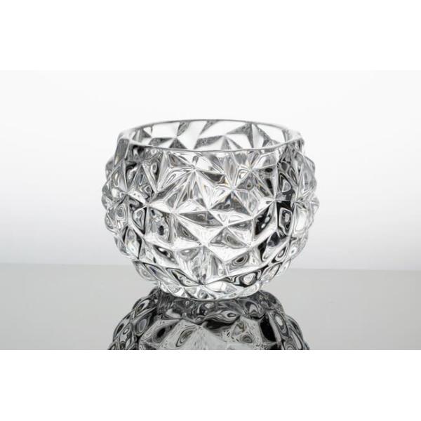 8.8cm Tall Pressed Home Decoration Glass Bubble Ball Vase Diamond Pattern