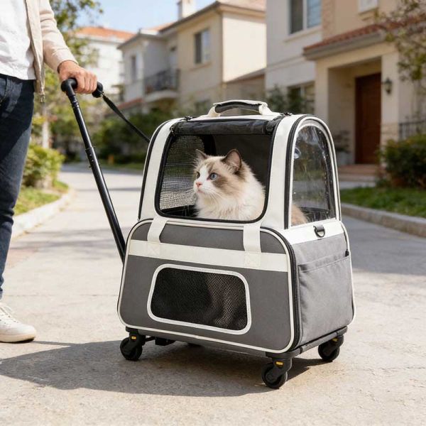B2B Wholesale Foldable Pet Stroller–Lightweight Wheeled Travel Carrier with Breathable Mesh for Pets