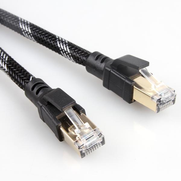 Outdoor Indoor Cat8 Patch Cable Nylon Braided 26AWG 40Gbps 2000MHz S/FTP