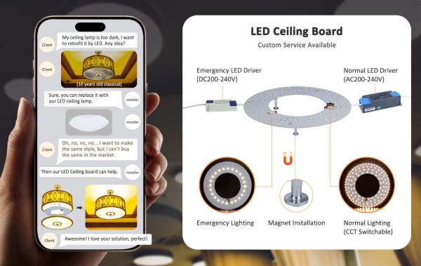 Remplacement parfait de la source lumineuse pour la lampe de plafond Économie d'énergie Plafond LED atténuable