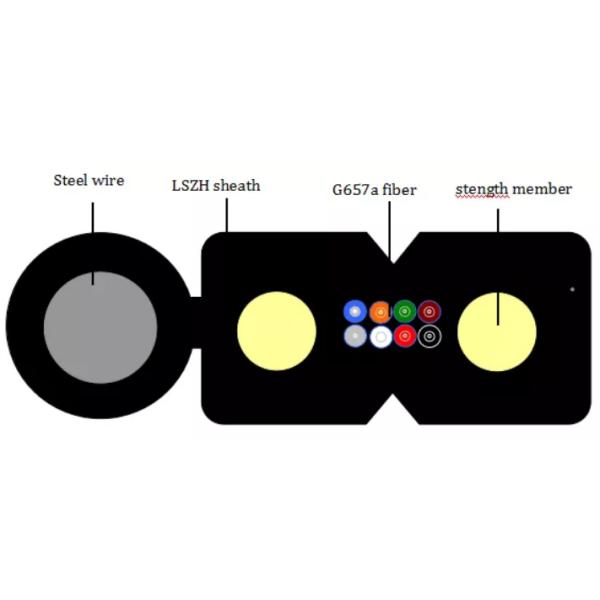 На открытом воздухе ядр стального провода 12 кабеля оптического волокна одиночного режима падения G652D GJYXCH FTTH