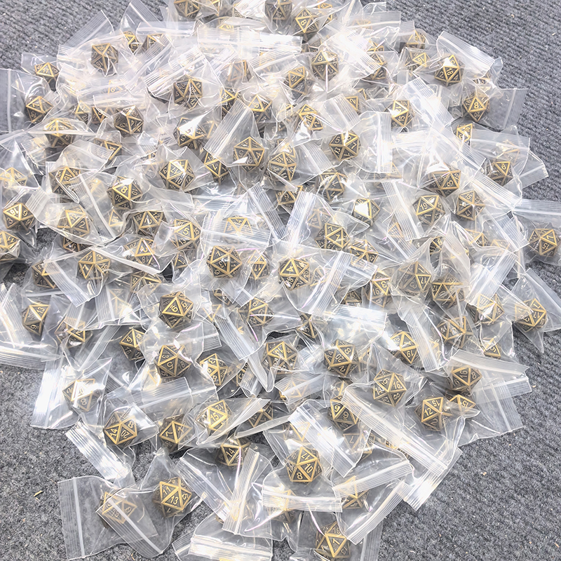 Customizable Logo Zinc Alloy Metal Dice Set 14-20mm Size 7-Piece Polyhedral Dice for RPG Games