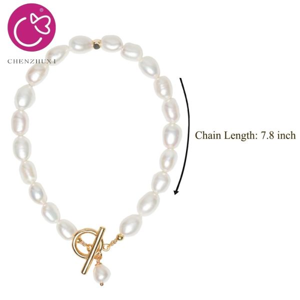 Minimalist Double Wrap Freshwater Pearl Beads Bracelets for Women Toggle Two Strands Rice Round Pearl Bracelet