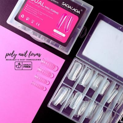 Advantage Reusable and Removable Poly Extension Gel Dual Nail Form 120pcs Clear Ballerina Nail Tips Full Cover Dual Form