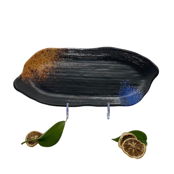 Плиты обедающего меламина формы горячего бака длинные с текстурой нашивки