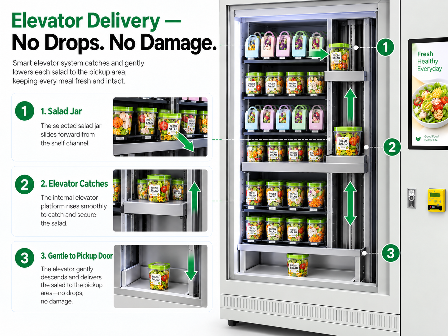 Winnsen Automatic Salad Vending Machine with Transparent Glass Display LED Shelves