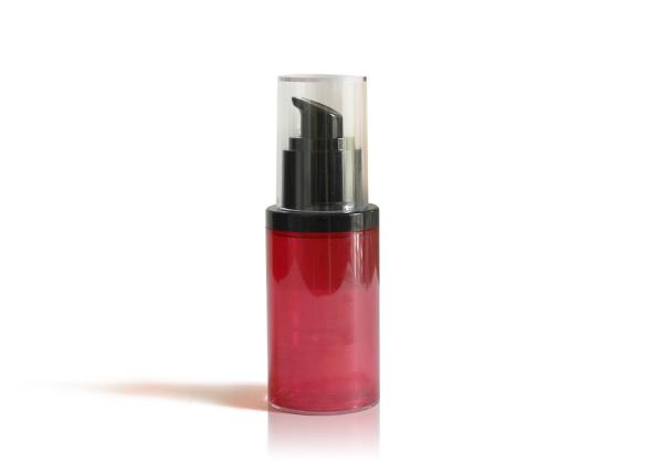 Glossy Translucent Red Airless Cosmetic Bottles For Travel Hot Stamping Surface
