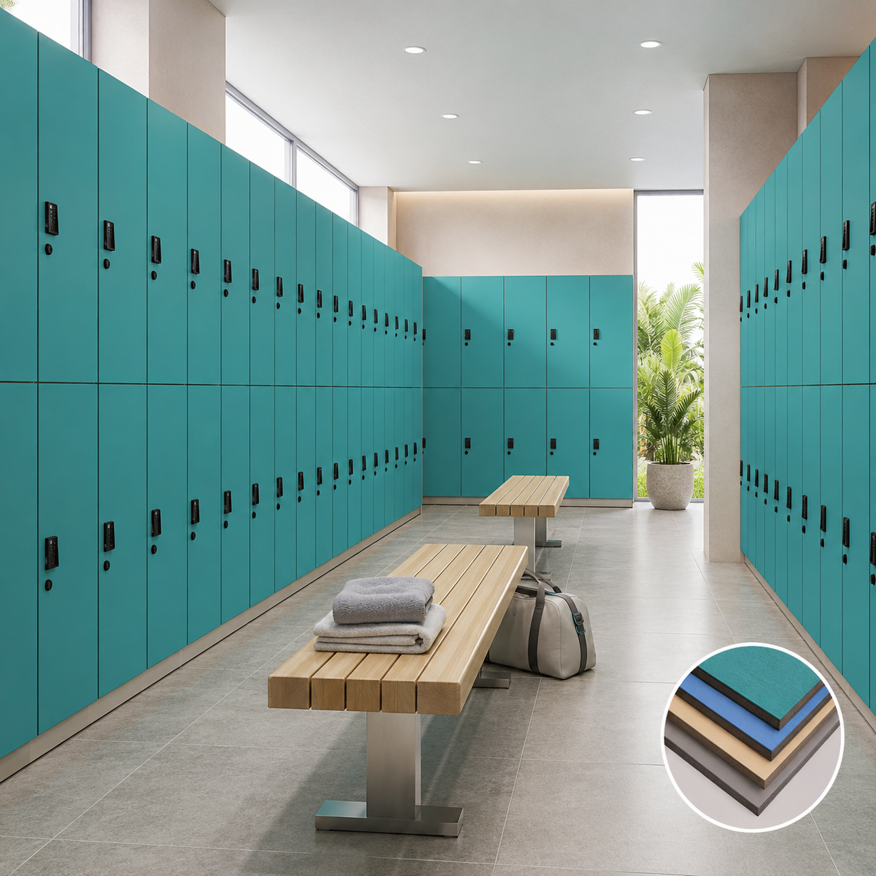Commercial HPL Compact Laminate Lockers | Moistureproof Impact Resistant Storage for Gym & Public Areas