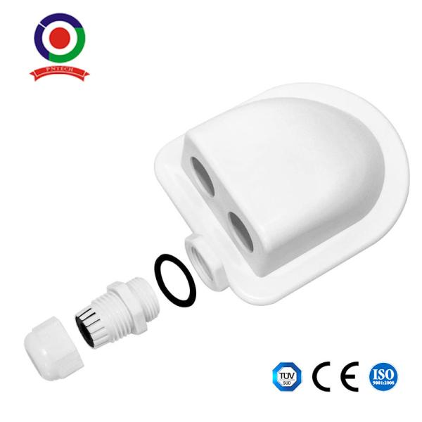White ABS Solar Cable Entry Box with 6mm to 12mm Cable Gland for Flat Surface PV Solar Panel Installation
