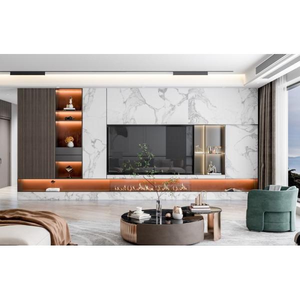 Luxe Marble And Stainless Steel TV Storage Unit с оранжевым цветом каркаса
