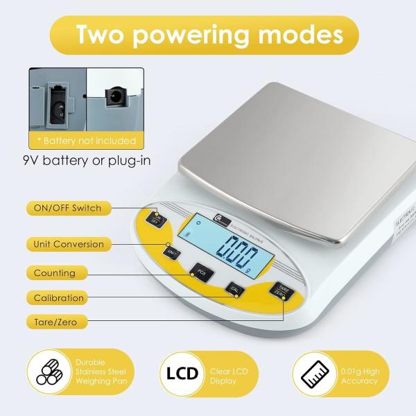 Lab Scale Laboratory Analytical Electronic Balance Digital Scale Pharmacy Jewelry Scale 110V Calibrated(5000g,