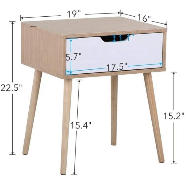 Contemporary Veneer Small Timber Bedside Table 12 inch nightstand