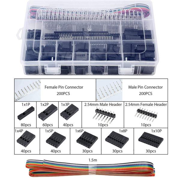 1550pcs Du-pont 2.54mm Connectors Assortment With Crimping Tool Crimper Plier Kit
