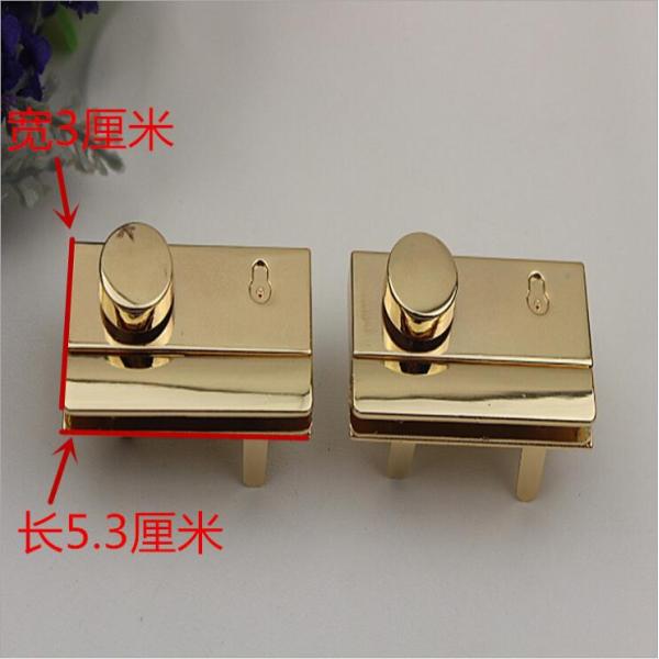 New fashion light gold zinc alloy metal bag hardware rectangle handbag turn lock