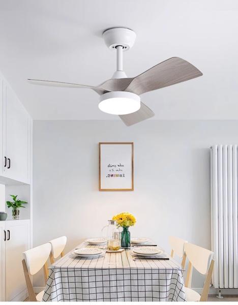 32 pouces de fréquence simple de la lame en bois de plafond de ventilateur de conversion Nordique maison de ventilateur de lumière