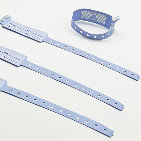 Newborn Baby Soft Wristband with RFID NFC Chip and Custom Logo in Blue PVC Material