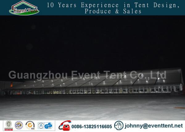 double roof transparent outdoor warehouse tent with glass wall, steel door