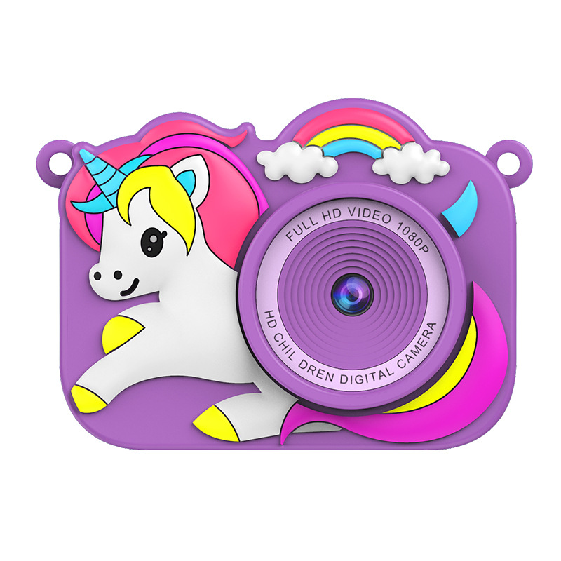 Feitianma 2.0 Inch Screen 1080P HD Dual-lens Children's Camera with Unicorn Graphic Design Children's Toy Gift