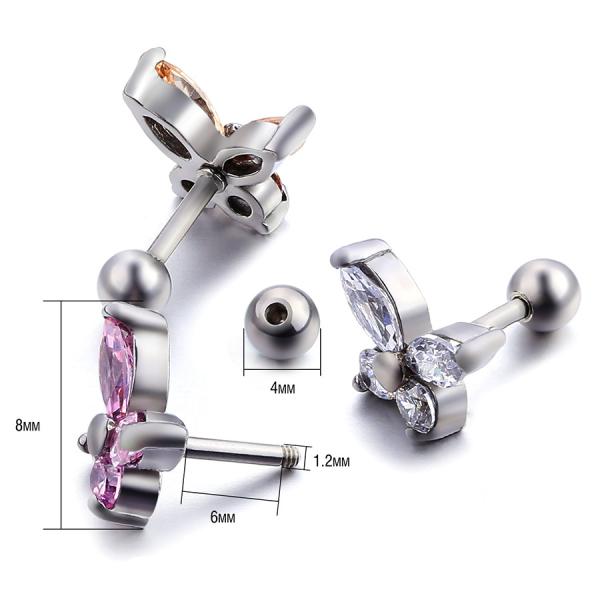New design korea style butterfly zircon stud earrings for girls